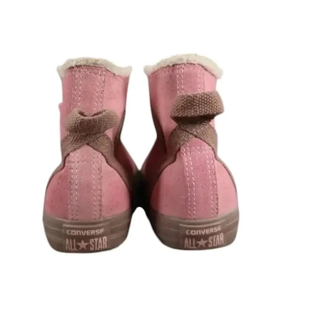 Converse Shoes Kids 6 Sneakers Chuck Taylor All Star Leather Faux Fur Pink Brown